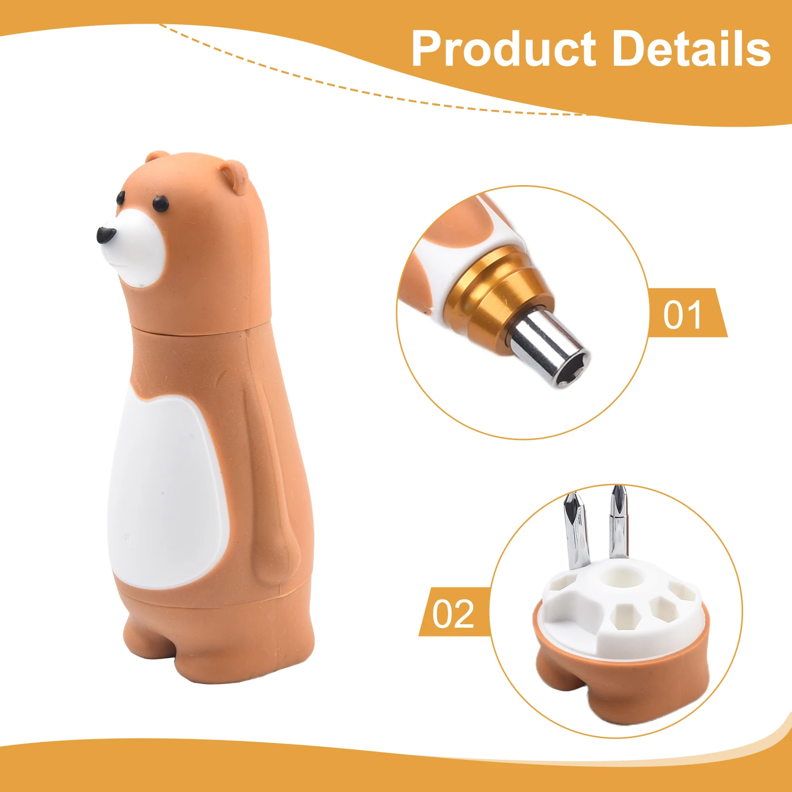 

Brand New Screwdriver 6 In 1 Repair Tools TPR Non-slip Handle Alloy Steel Cartoon Bear Convenient Labor-saving