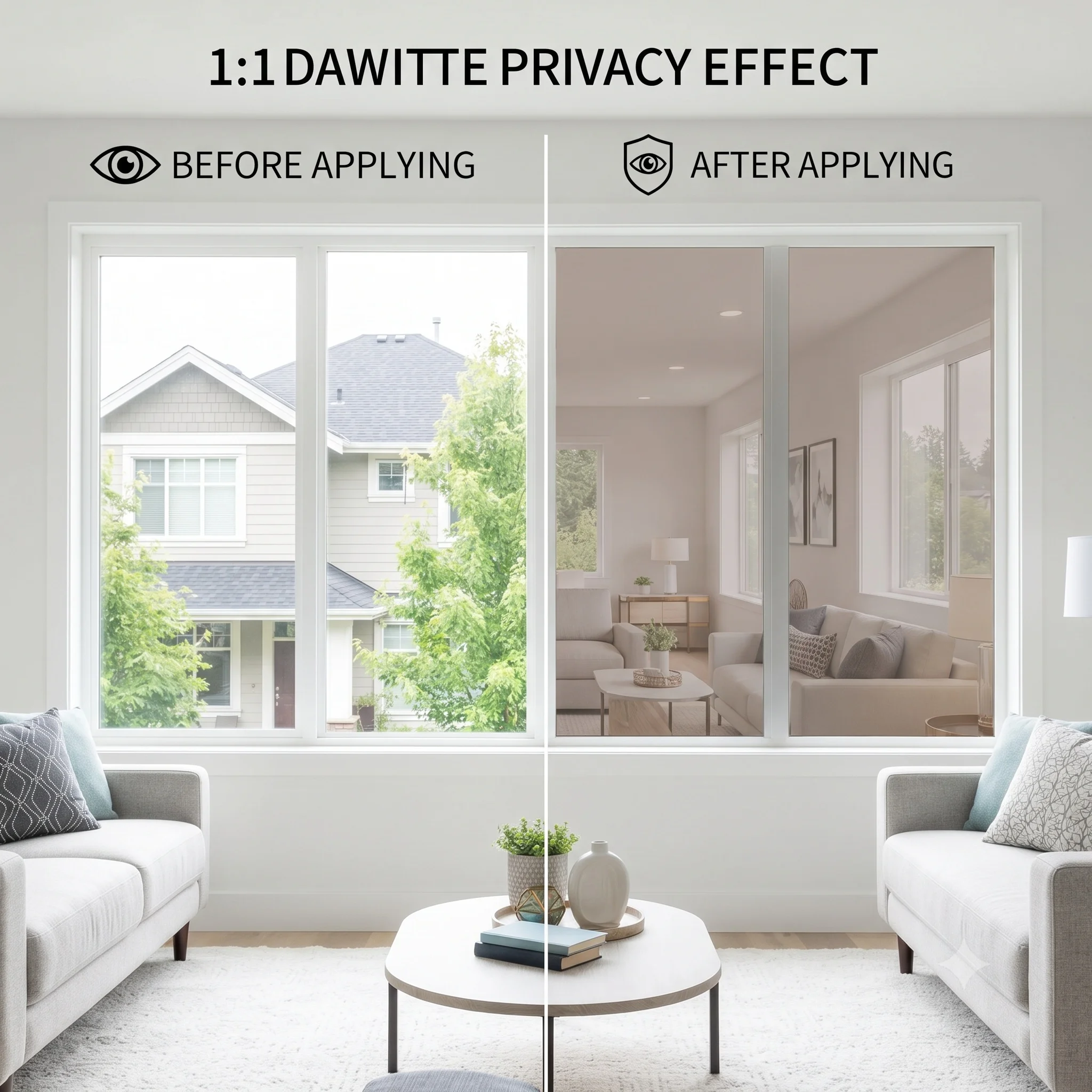 Brown Silver Static Cling Window Film Heat UV Block One-Way Daytime Privacy Mirror Tint Reusable Glass Sticker No Glue