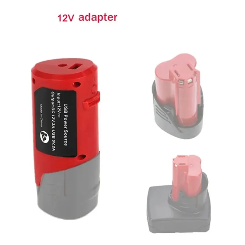 Power Source Adapter USB For 12V Lithium- Battery Featuring 2.1A USB Port& DC 12V Outlet