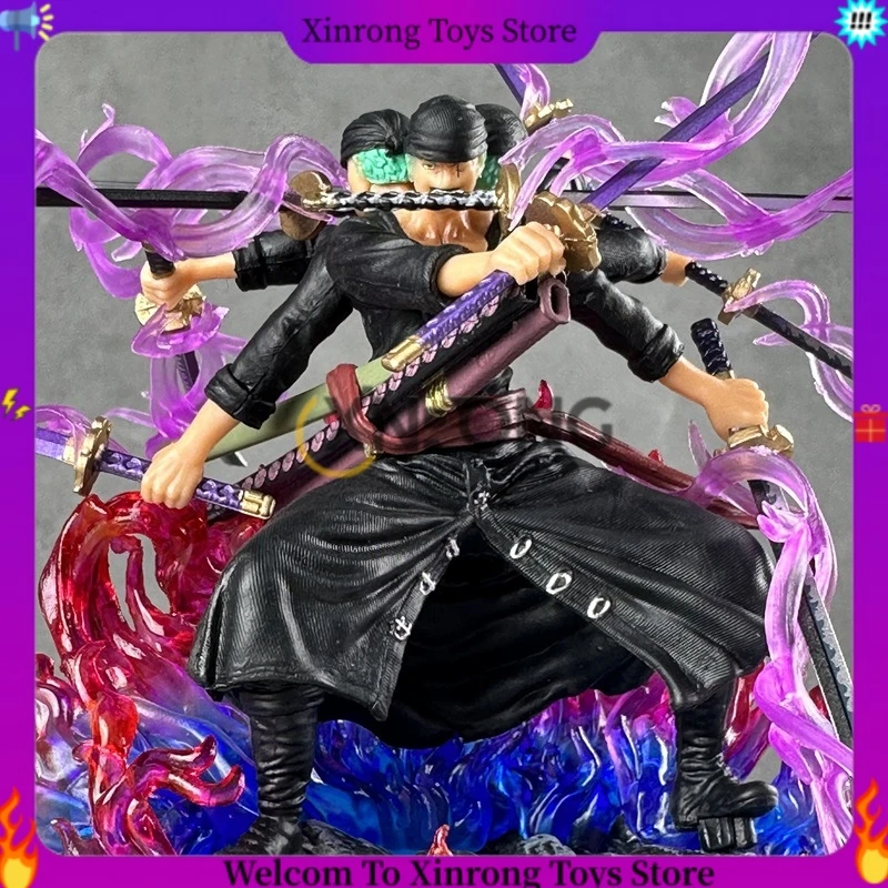 24cm Hot One Piece Anime Figure Asura Roronoa Zoro Statue Three Headed Six Armed Nine Sword Pvc Gk Model Collection Kid Toy Gift