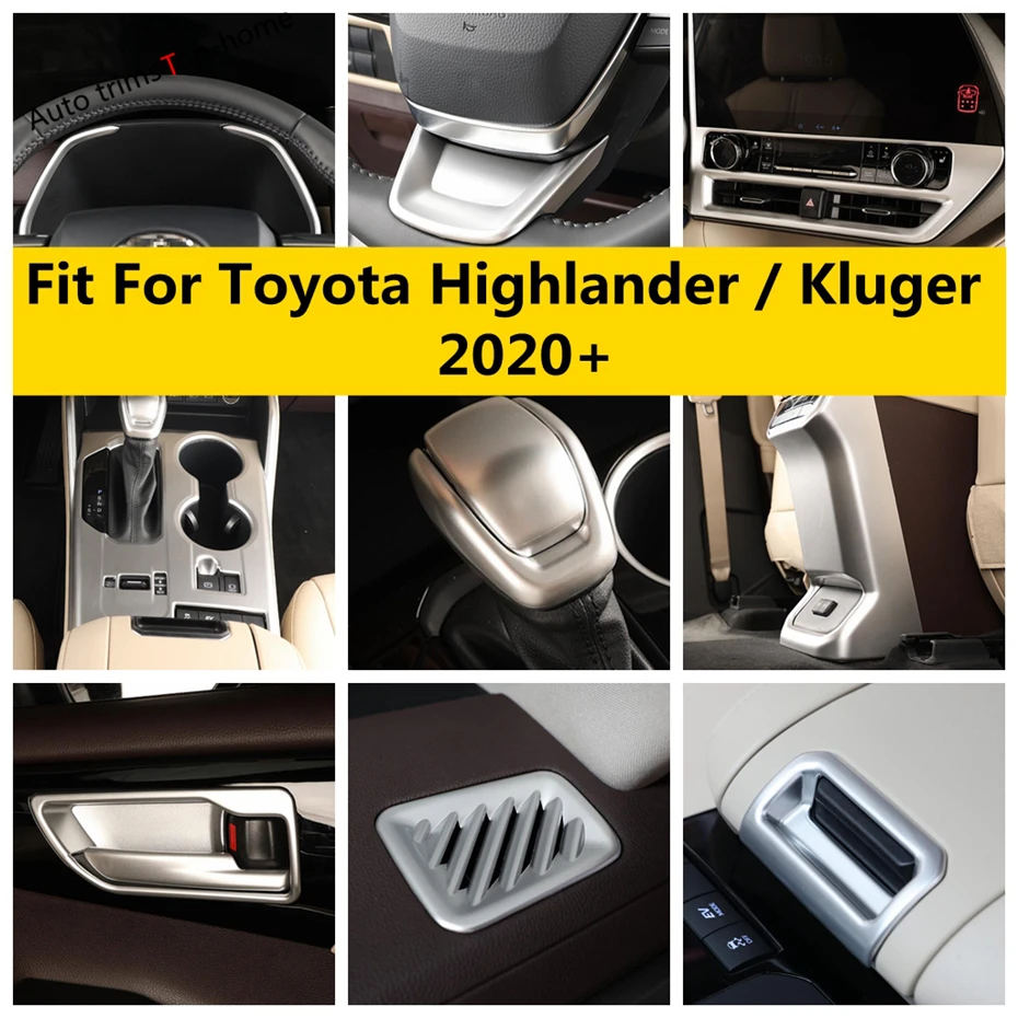 

Car Gear Shift Panel Water Cup Holder Door Handle Bowl Window Lift Button Cover Trim For Toyota Highlander / Kluger 2020 - 2024