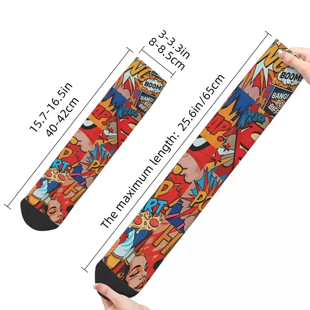 Funny Crazy Sock for Men Pop Art Comic Hip Hop Harajuku Happy Pattern Printed Boys Crew Sock Casual Gift