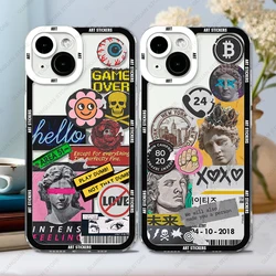 Case For iPhone 16 15 14 13 Pro Max 12 Mini 11 XS X XR SE 7 8 Plus Soft Cover Art Stickers