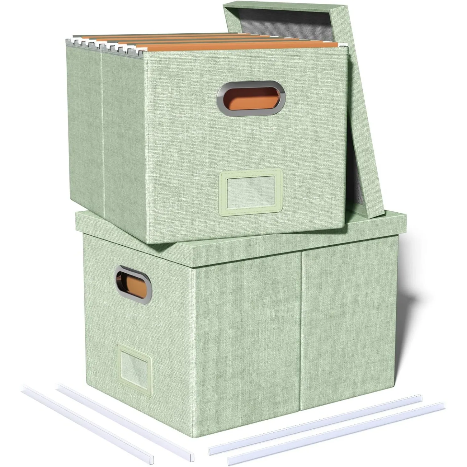 

2 Pack File Storage Organizer, Portable File Box with Lid, Fit for Letter/Legal File Folder Storage, Green