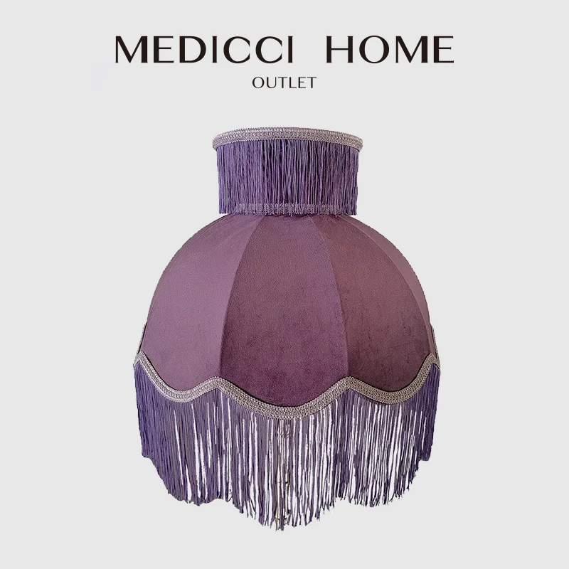 

Medicci Home Muted Lavendar Purple Velvet Lampshade Premium Classic Victorian Bell Shape Scallop Large Lamp Shade With Tassels