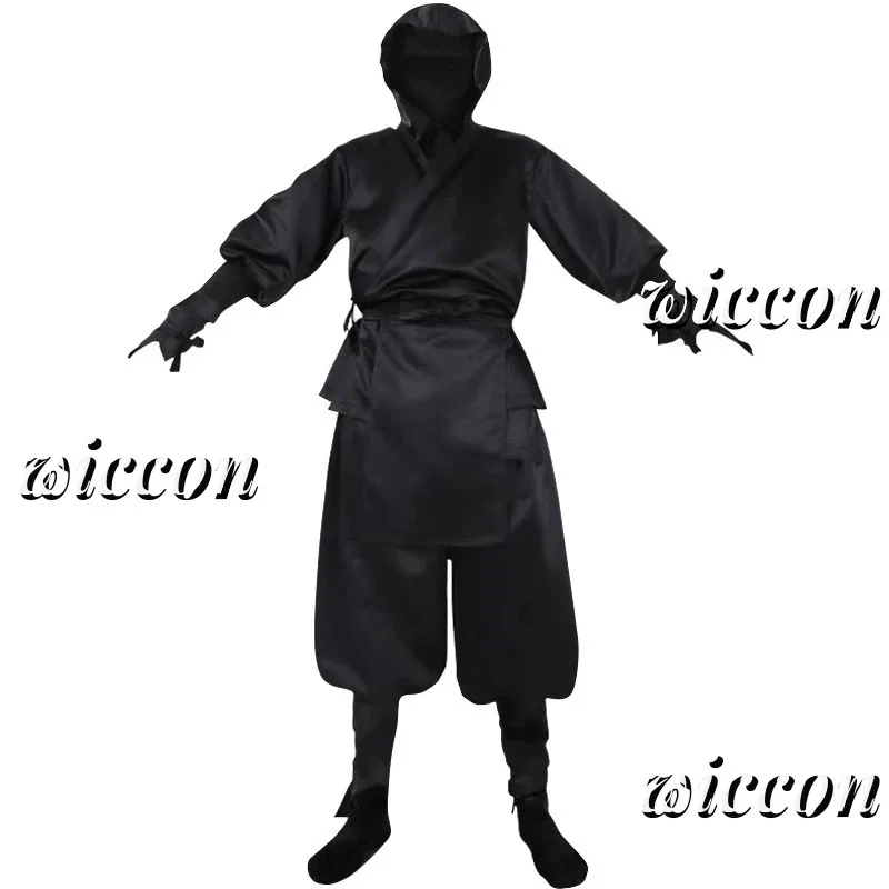 اليابانية النينجا تأثيري حلي الكبار الساموراي الخيال كيمونو مقنعين الأسود الزي الرسمي هالوين كرنفال حفلة البدلة