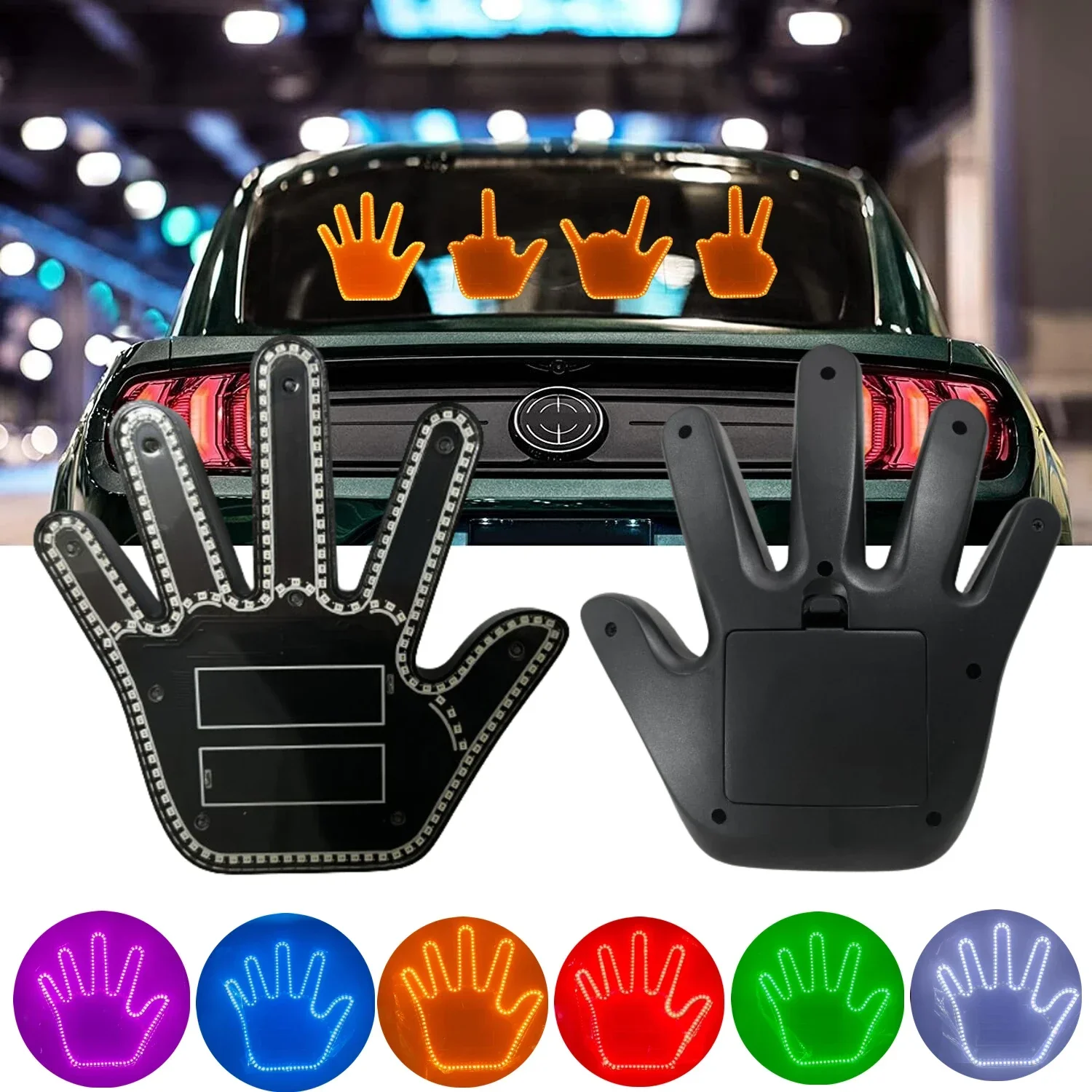 

Flip Off Finger Light with Remote Car Guys Gift Truck Car Led Sign LED Hand Gesture Light Up Hand For Car Window