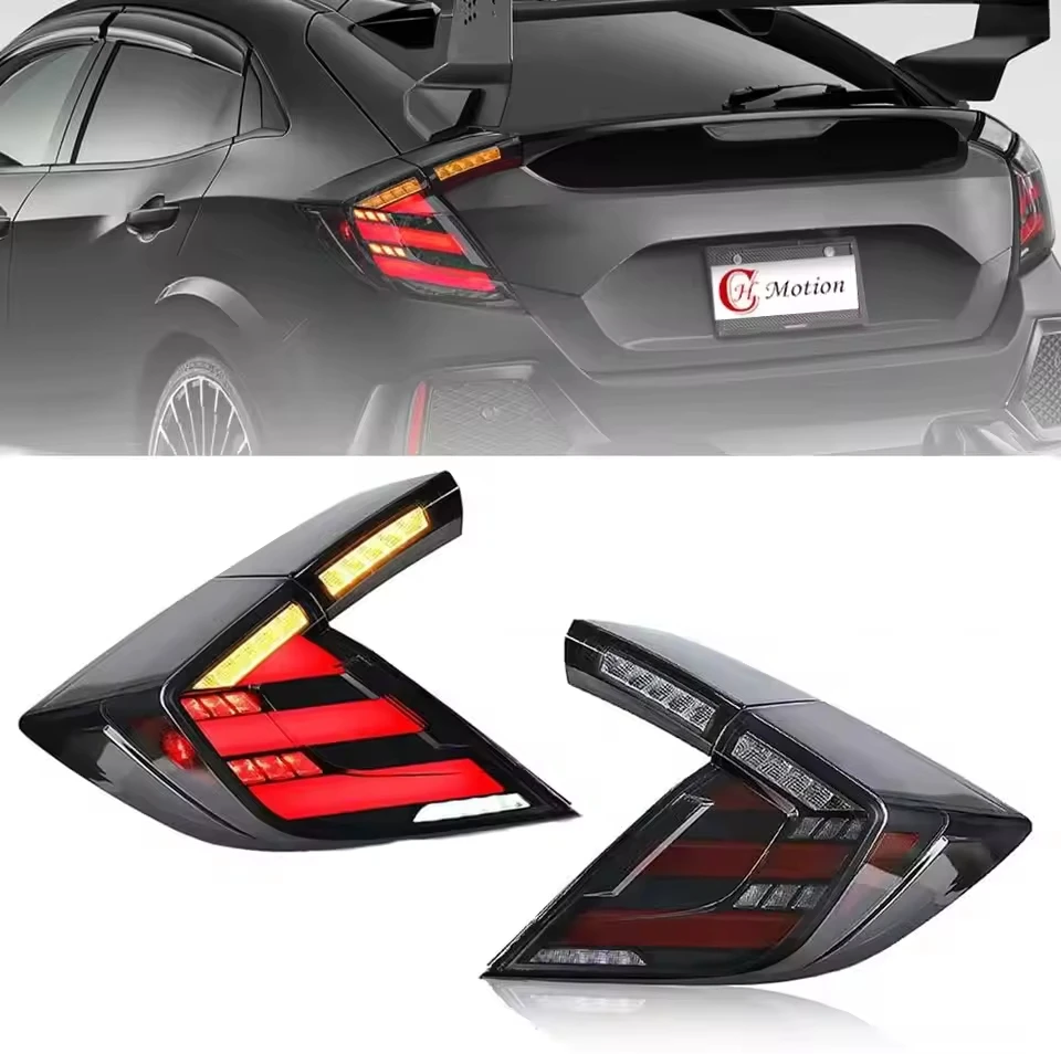 

Car LED Taillights Assembly Turn Signal For Honda Civic 10th Gen 2016-2020 Dragon Scale Rear Tail Lamps Brake + Reverse Light