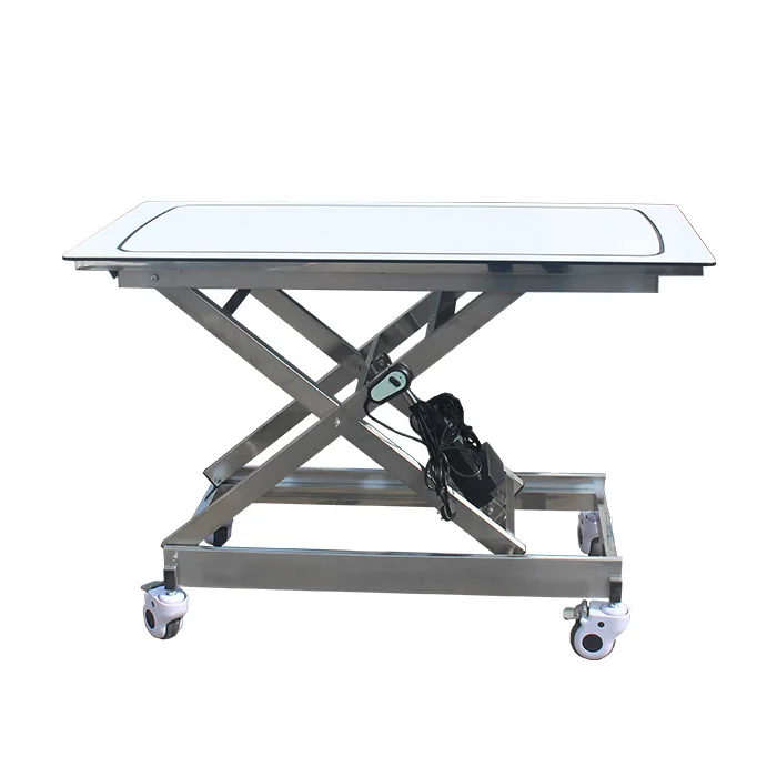 PJZ-12 Veterinary Stainless Steel Medical Electric Lifting Stretcher Transfer Animal Surgical Trolley With Carbon Surface