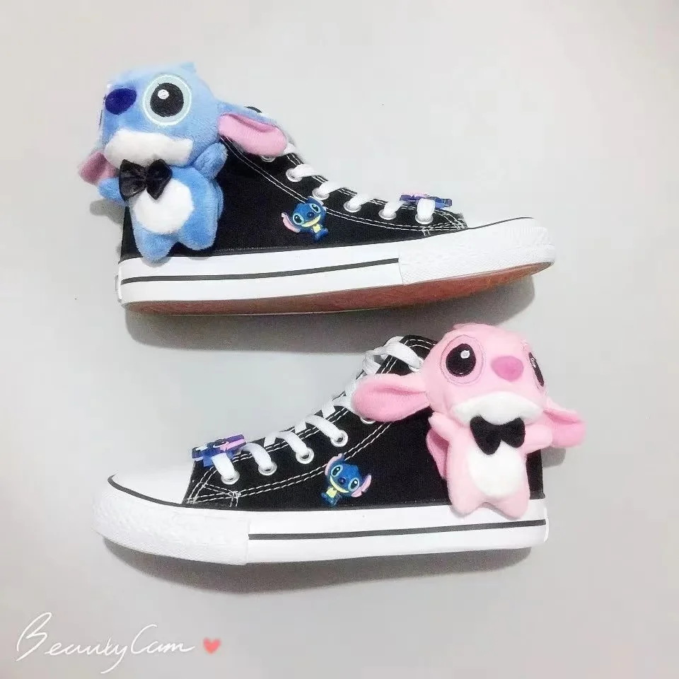 2025 Herbst neue Stitch Angel Lilo Drop Shipping Segeltuchschuhe plus Größe weiß und schwarz Mann Frauen Board Schuhe für Jungen und Mädchen