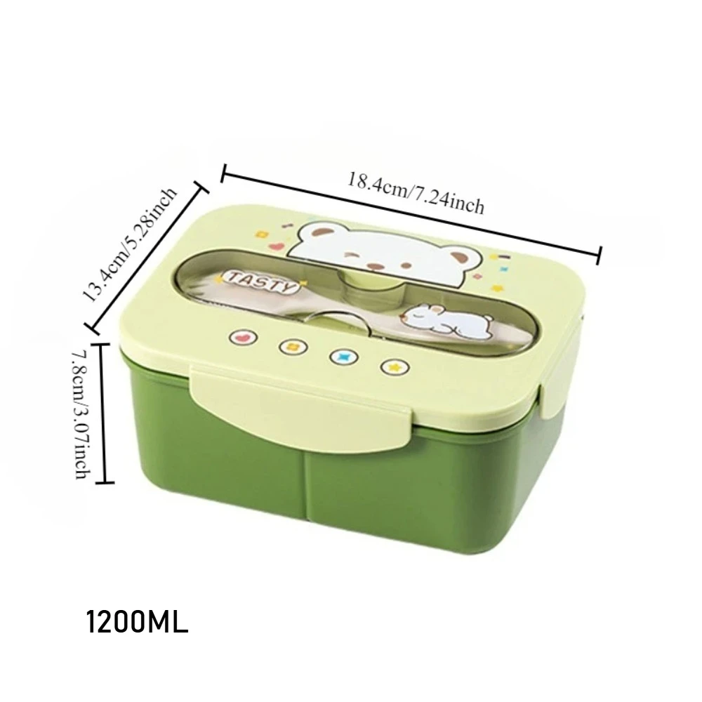 Plastic Lunch Box with Fork BPA Free Leakproof Food Container Microwavable Bento Box for School Office Outdoor Picnic 1200ml - view 6