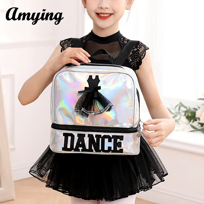 New Girls Laser Dance Bag Children Shoulder Bag Dance Backpack  Book Bag Schoolbag Kids Yoga Tap Jazz Dance Clothes Storage Bag