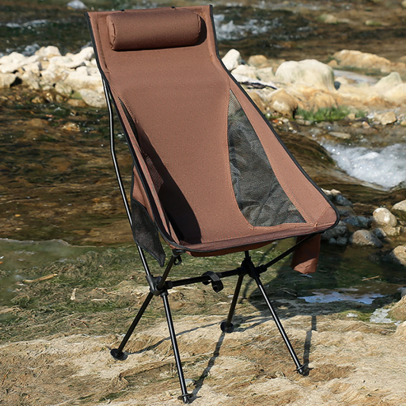 New Outdoor Folding Chair Ultralight Aluminum Moon Chair Picnic Beach Fishing Chairs Garden Seat Portable Hiking Camping Chair