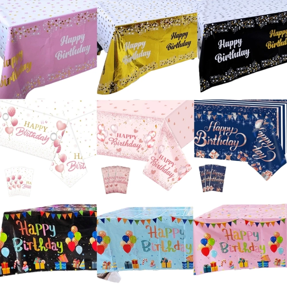 Rectangular Disposable Birthday Tablecloth Plastic Waterproof Tablecloth for Dinning Table 1st Birthday Decoration Baby Shower