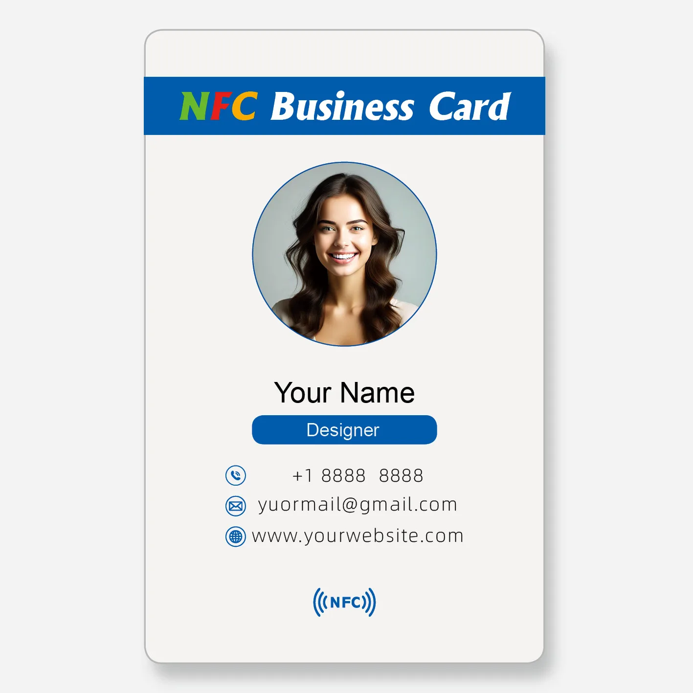 Custom NFC Business Cards Smart Badge NFC Tags Electronic Visiting Card, PVC Material Waterproof and Durable