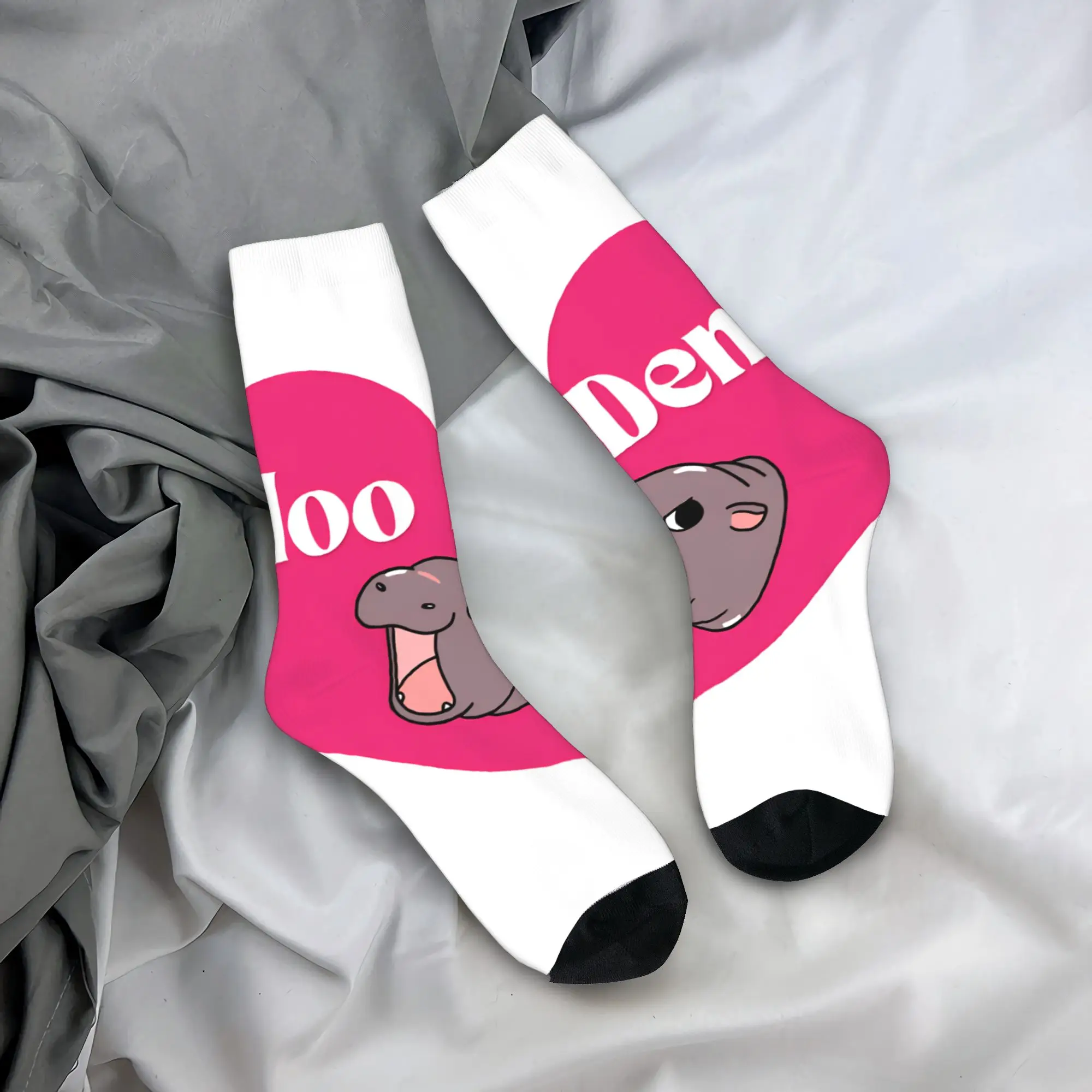 Men Socks Moo Deng  Stockings Winter Casual Medium Soft Socks Design Skateboard Anti Slip Socks