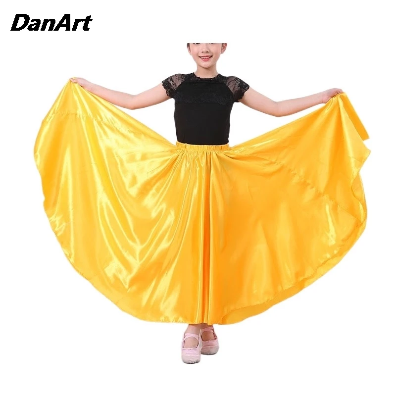 Girl's Stage Opening Dance Dress and Top Performance Attire Practice Costume Training Clothing Large Swing Skirt Spanish Skirt