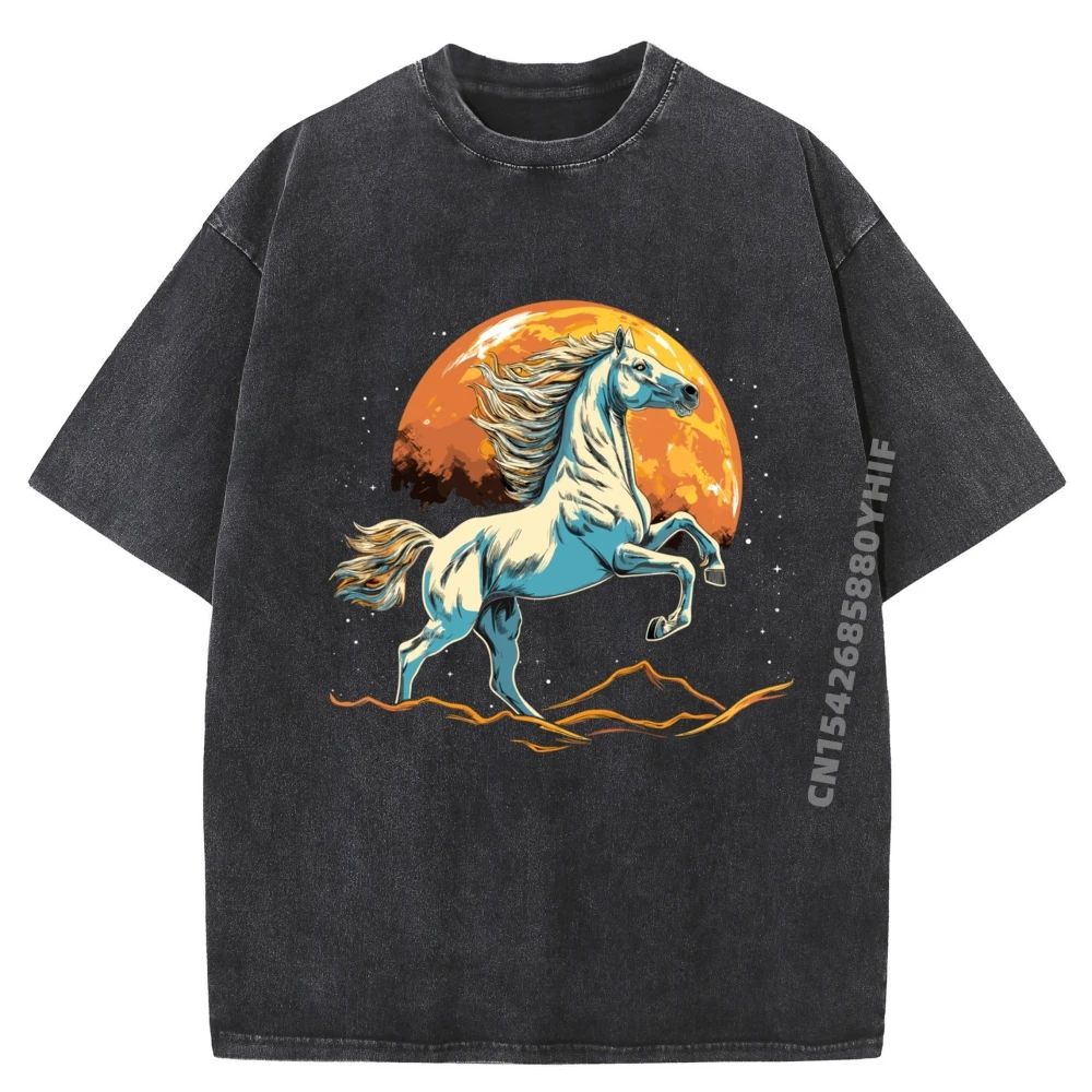 

Лошадь для верховой езды, прыгающая лошадь, спортивная футболка, мужские рубашки для пар, корейская модная стираная одежда