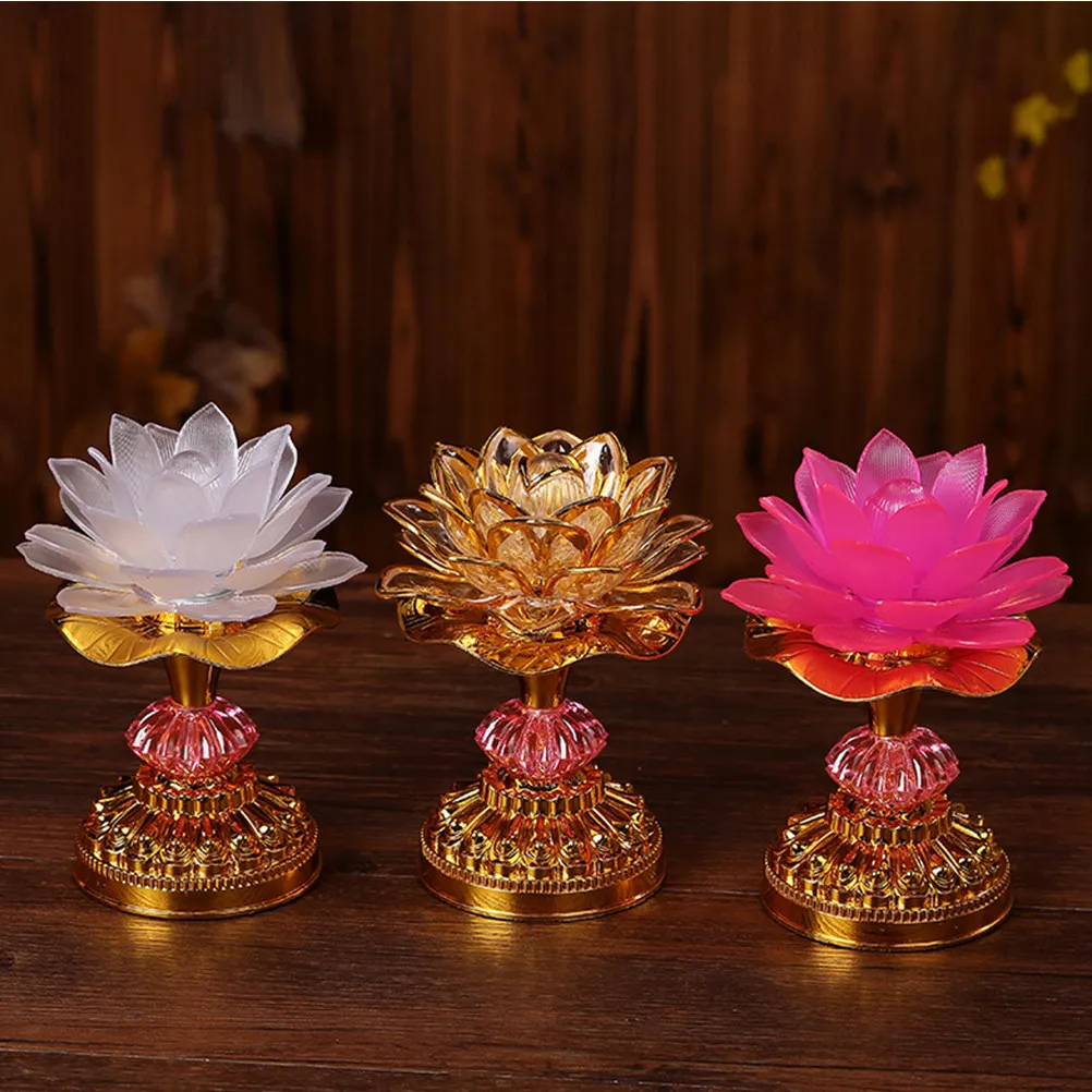 Lámpara LED con forma de loto que cambia de color, luz nocturna suave para meditación, espacio, dormitorio, guardería, decoración del hogar, estilo oriental, 1 unidad