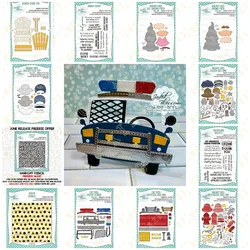 Gnome Police Cruiser Add Ons New Metal Cutting Dies Stamps Stencil for 2024 Scrapbook Diary Decoration Embossing Template