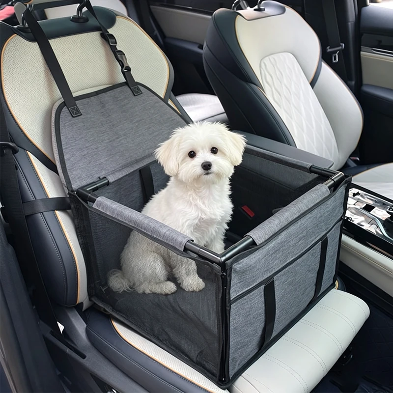 1 unidad Funda de asiento de coche para perros, Hamaca plegable, Cesta de transporte para mascotas, Asiento de seguridad estable y plegable para perros y gatos para viajes en coche