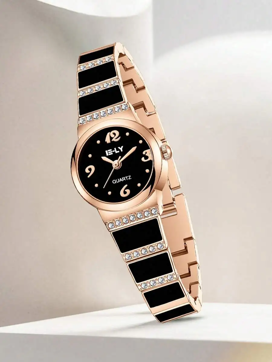 

1 Piece Of Women's Alloy Strap Fashionable And Simple Rhinestone Arabic Numeral Scale Quartz Watch Suitable For Daily Wear