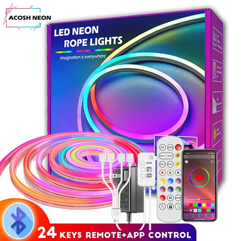 Bluetooh LED Neno Light Strips Led Strip Lights Flexible RGB Led Lights Neon Rope Smart Lighting Neon LED Neon Strip Lights RGB