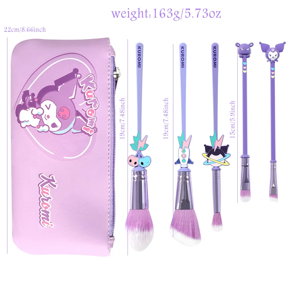 5Pcs/set Makeup Brush Sanrio Kuromi Makeup Brushes for Cheeks Eye Cosmetic Foundation Brush Girlfriend Christmas Gifts