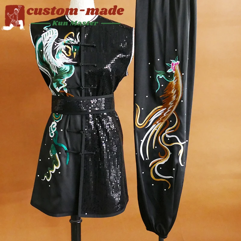 

Custom Martial Arts Uniform Kung Fu Suit with Dragon Embroidery Southern Fist Long Fist Reinforced for KungFu Forms Competition