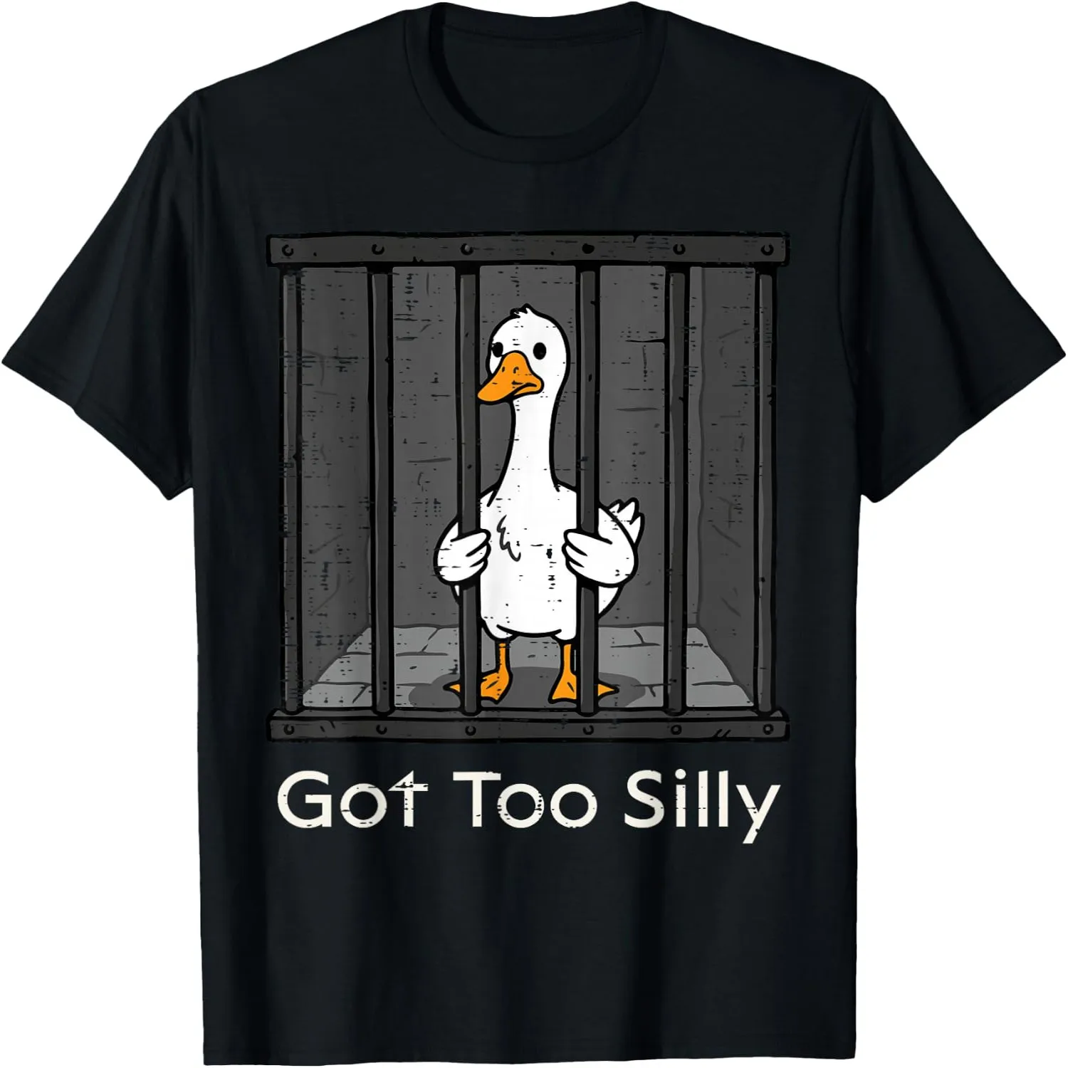 Got Too Silly Funny Duck In Jail Cute Cartoon Meme Graphic T-Shirt