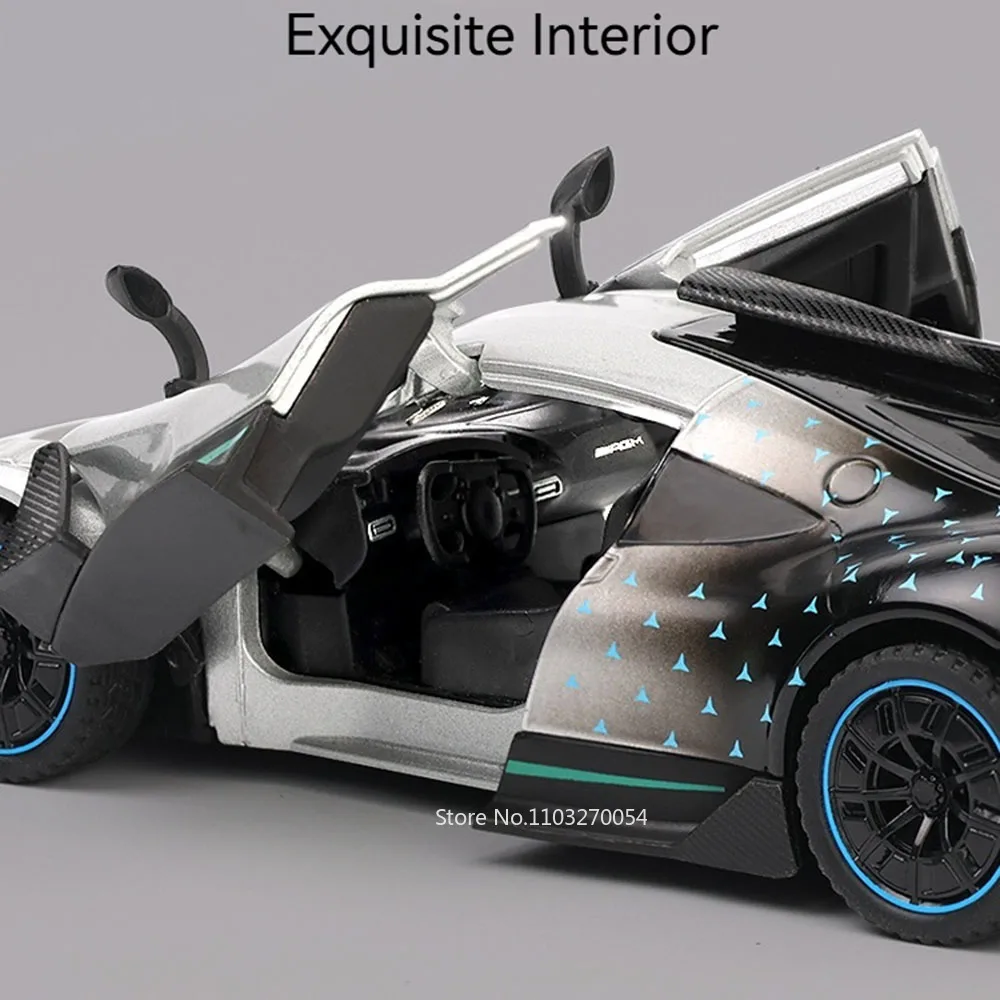 1:32 파가니 존다 HP 다이캐스트 합금 모델 장난감 자동차 문 열림 소리와 빛 풀백 미니어처 차량 홈 데코 장식품