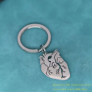 Anatomischer Herz Anhänger Schlüsselbund für Männer Frauen, die in Gold Edelstahl Schlüsselbiologie medizinische Biologie gebadet wurden 8 Hauptverkäufe Heart Keychain Anatomical - №4