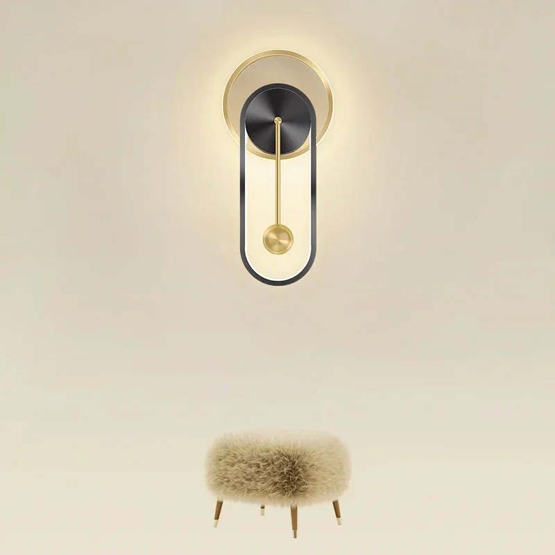 Modern LED Clock Wall Lamp for Bedroom Living Dining Room Aisle Porch Home Decoration  Sconce Indoor Lighting Fixture Luster
