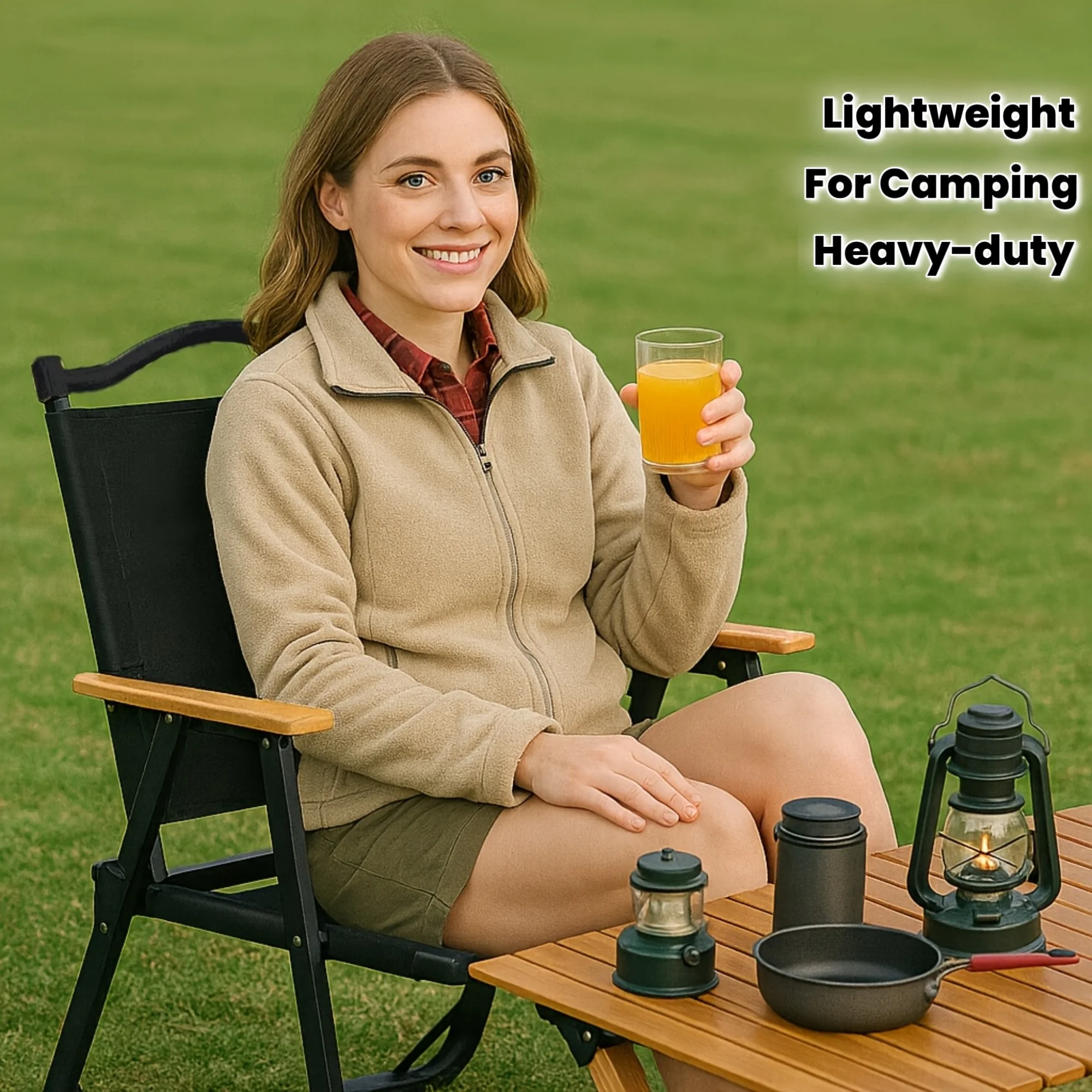 

Heavy-Duty Large Camping Chair with Thickened Frame - Reinforced Support & Sturdy Backrest, Portable Foldable for Beach