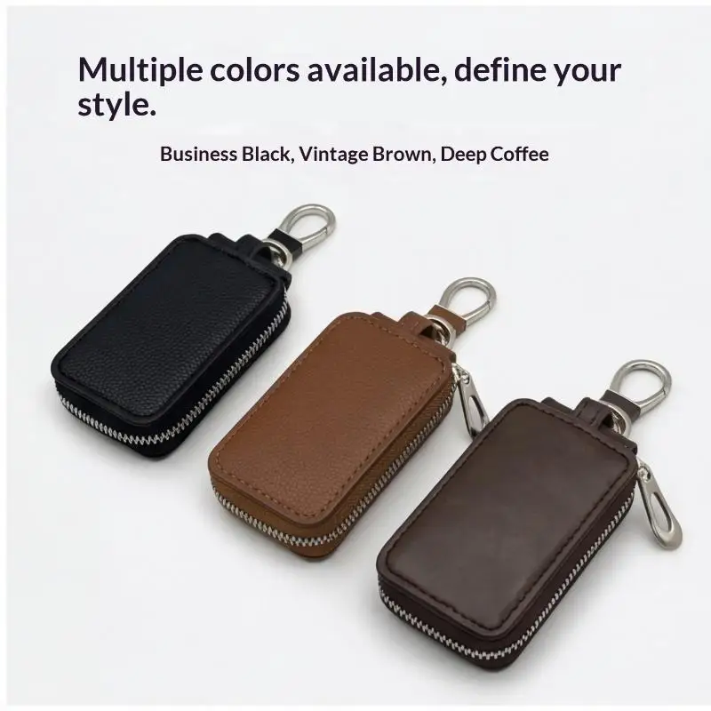 Women And Men's Car Key Case Unisex Key Bag Wallet Keychain PU Leather Zipper Waist Hanging Housekeeper Keys Storage Coin Pouch