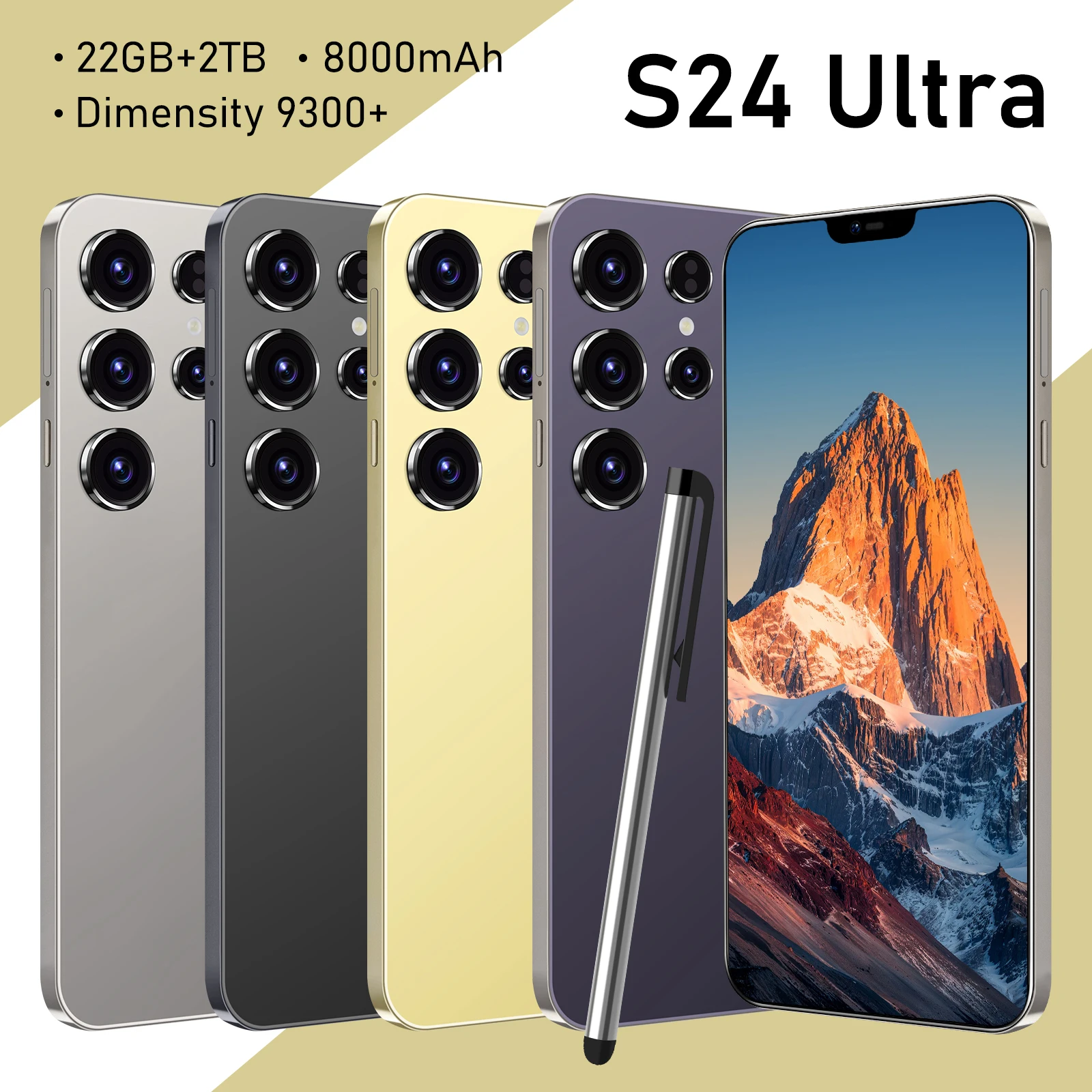 Новая модель S24 UItra, 6,8 дюйма, 2025, оригинальный смарт-телефон 5G, двойная карта, двойной режим ожидания, система Android14, аккумулятор 8000 мАч