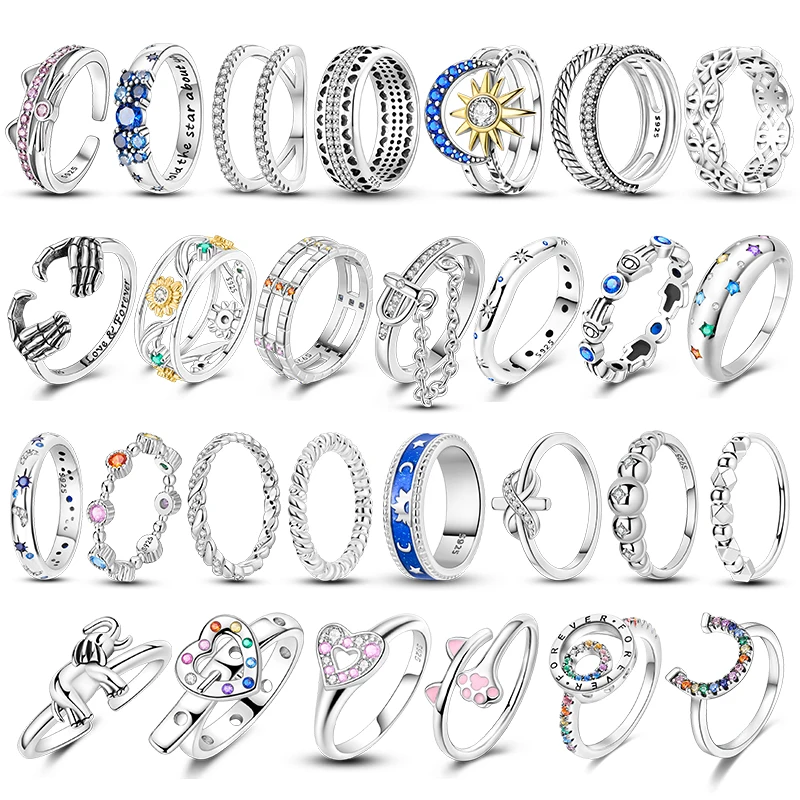 Anillos de Tiara de princesa con corona, corazón de amor brillante, anillos originales 925 para mujer, joyería de compromiso, aniversario, venta al por mayor