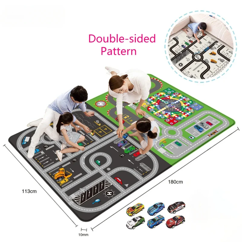 Children\'s Bedroom Game Rug Thickened Baby Play Mat City Traffic Car Map Home Floor Mat Decoration Anti-slip Activity Carpet