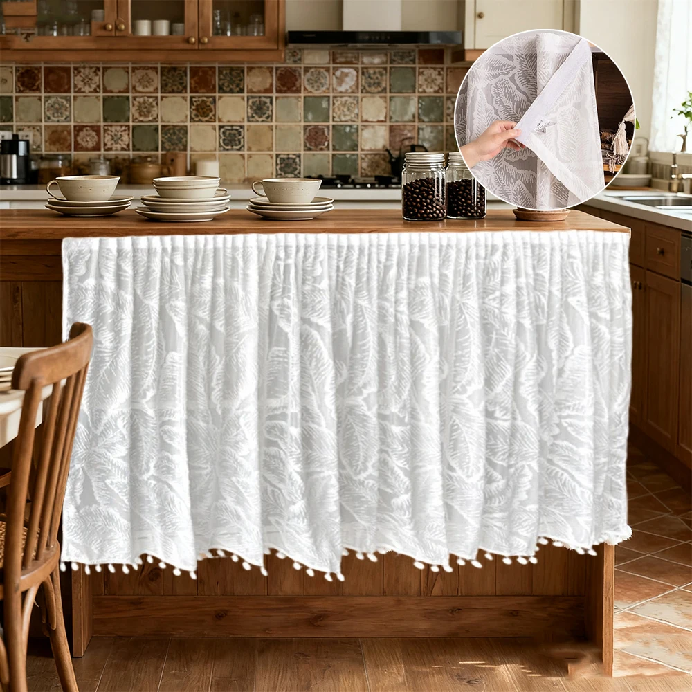 

White Cabinet Curtain Lace Cover Adhesive Anti-Dust Living Room Kitchen Partition Curtain for Home Decoration 커튼 Cortina Puerta