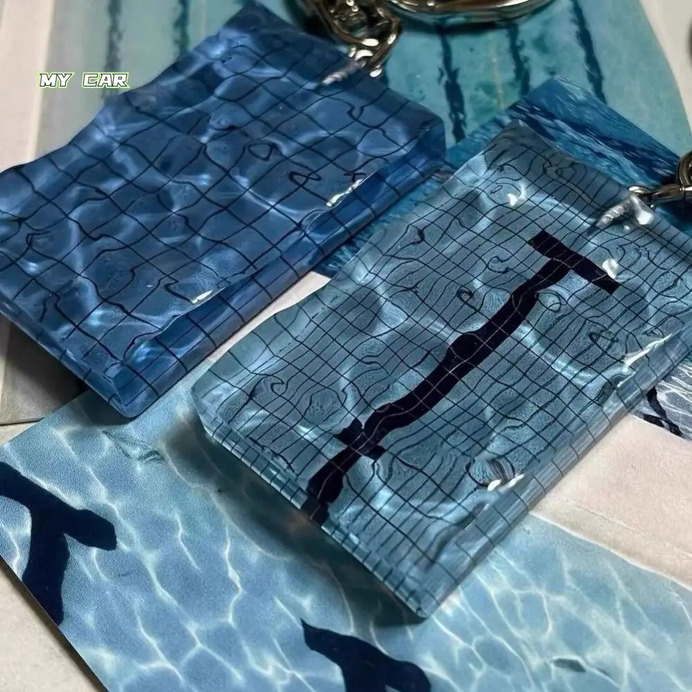 

2 pcs Creative Accessories Acrylic Wavy Keychain Pendant Car Key Ring Swimming Pool Keychain Alltaglich Decorations