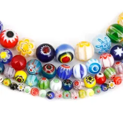 About 39-95pcs Thousand Flower Glass Beads, Round Loose Beads, Handmade DIY, Necklace, Bracelet, Ear Jewelry Accessories Materia