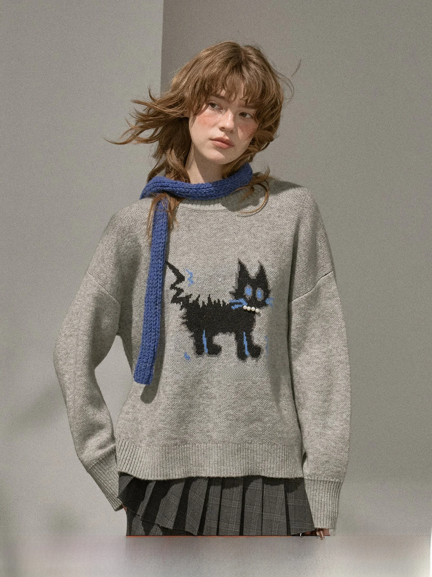 

DIDDI MODA Women's Loose Fit round Ne Knitted Sweater Winter Base Layer Print Casual Sle Long Sve T-irt