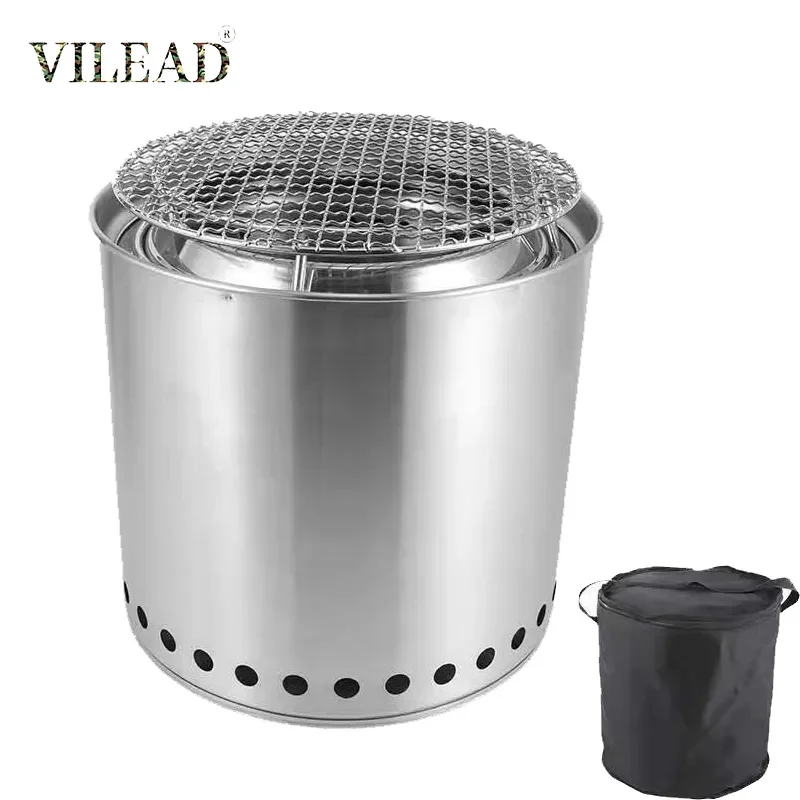 Vilead Camping Wood Stove Portable Picnic BBQ Burner Tourist Folding Cooker Firewood Outdoor Survival Hiking Bushcraft Equipment