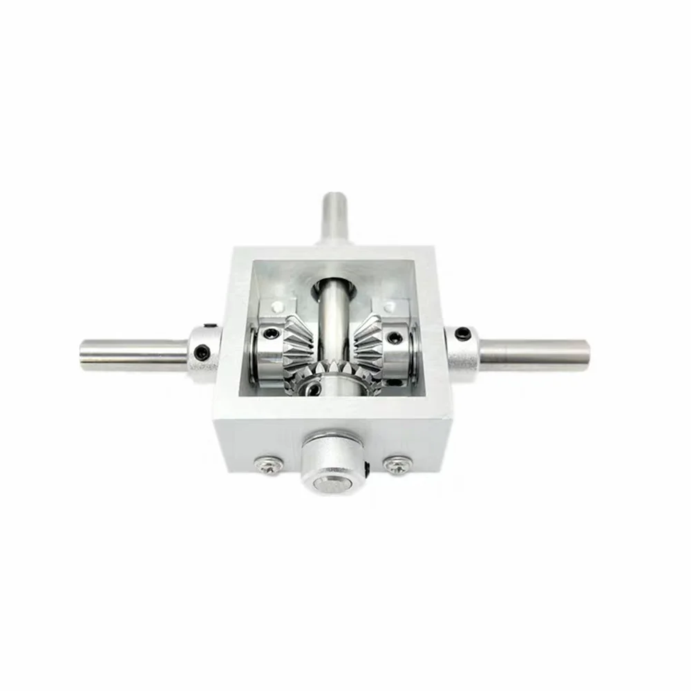 Small right angle gear steering box 1 to 1 bevel gear commutator one in and two out forward and reverse 6mm shaft
