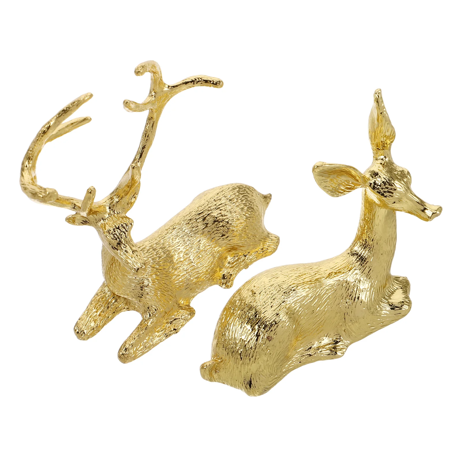 2 Pcs Suite Lovers Reindeer Decor Metal Feng Shui Animal Statue Christmas Living Room