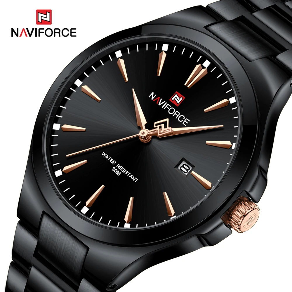 NAVIFORCE Business Watch For Men Top Brand Luxury Quartz Wristwatch Simple Dial Stainless Steel Men\'s Watches