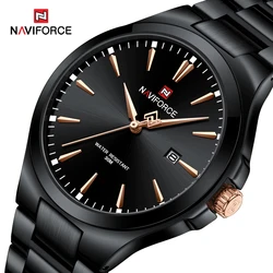 NAVIFORCE Business Watch For Men Top Brand Luxury Quartz Wristwatch Simple Dial Stainless Steel Men's Watches