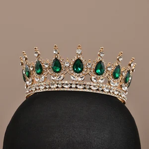 Europäische Prinzessin Queen Round Tiara Barock Festzug Kristall Kronkronungs König King Tiaras Braut Hochzeitshaarzubehör 8 Hauptverkaufskönig - №1