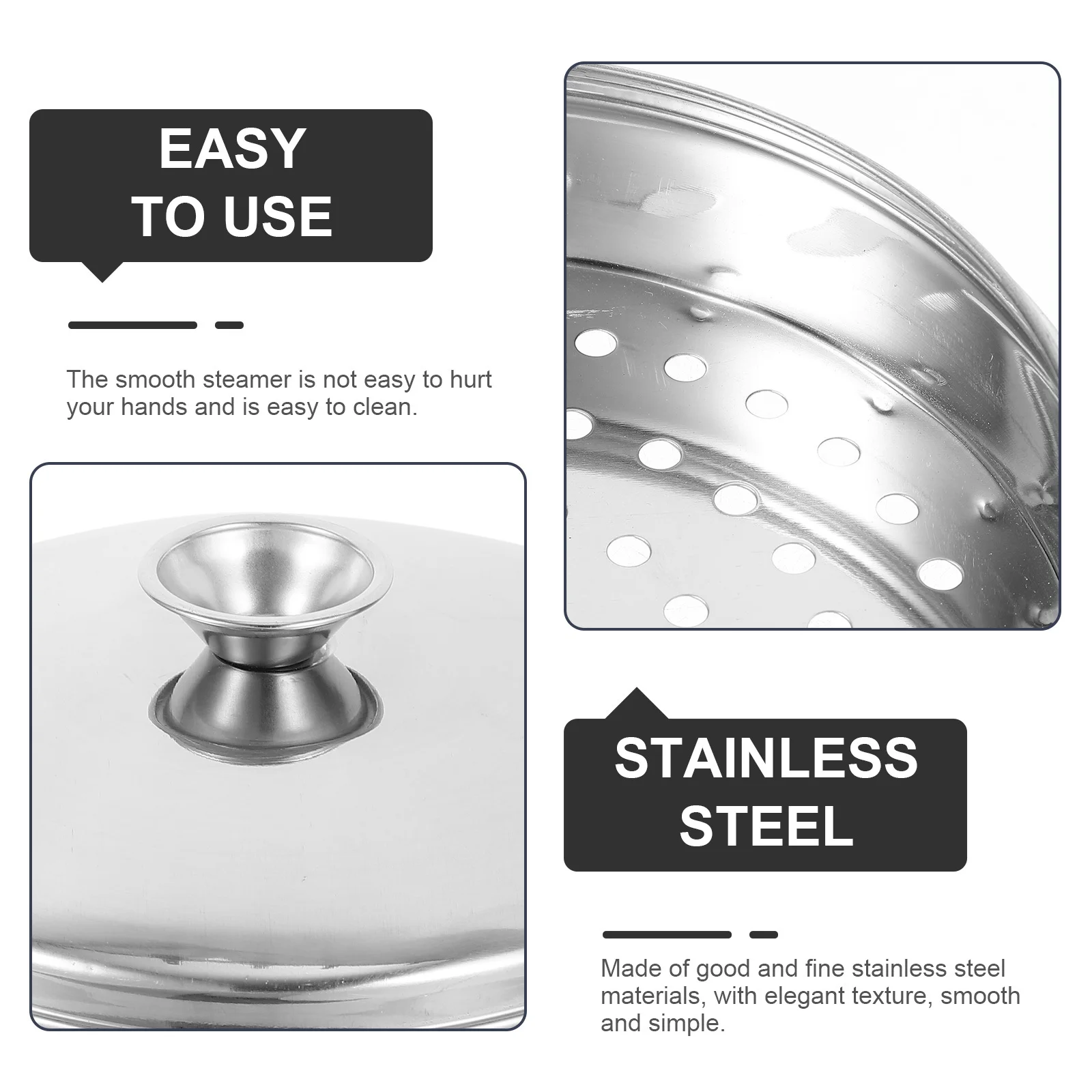 

1 Set Stainless Steel Steamer Basket Double Handle For Wok Pot Seafood Fish Dumpling Vegetable Steaming Kitchen Cookware Insert