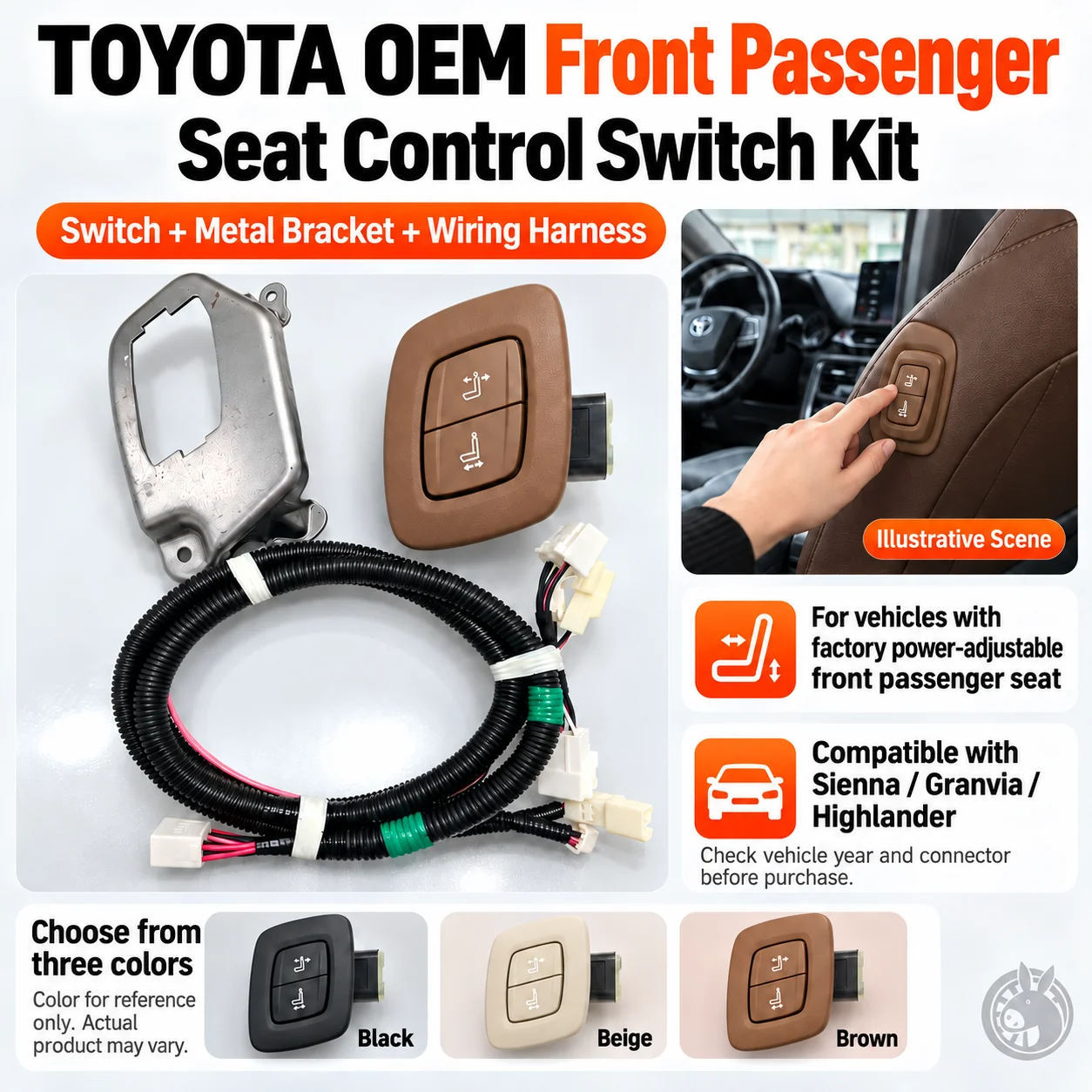 For Toyota 2021-2025 Sienna genuine Parts Co-pilot Boss Button with Bracket Sienna Modified Passenger seat easily adjustable
